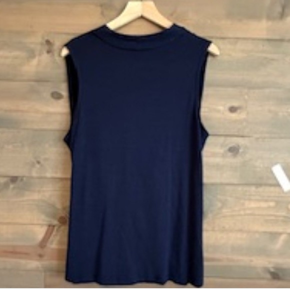 41 HAWTHORN Navy Benni Wrap Front Ruched Knit Sleeveless Top Size XXL - Picture 4 of 9